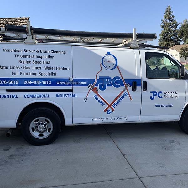 Side view of van
